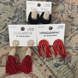 BaubleBar Red and Silver Earrings Set